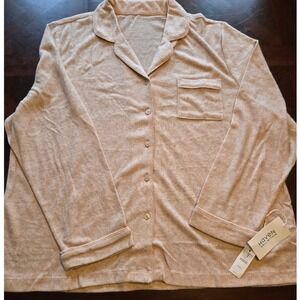 Haven Well Within Womens XXL Beige Heather Button Front Pajama Top NWT 55036047